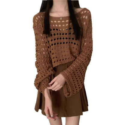 Femme pull en crochet surdimensionné et aérien avec une coupe ample Chic und Stil