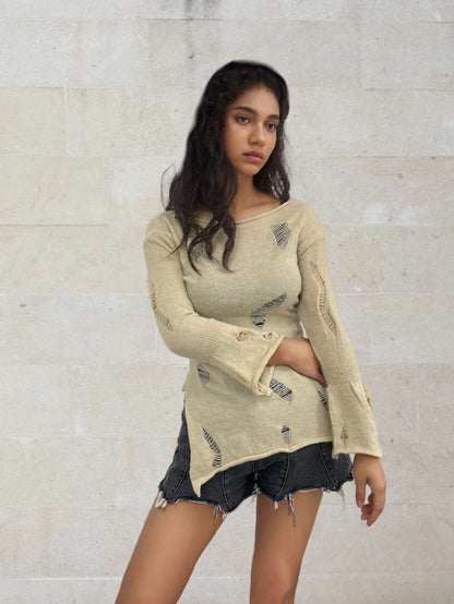 Pull en tricot pour femmes avec un look décontracté et déchiré et une coupe large Chic und Stil