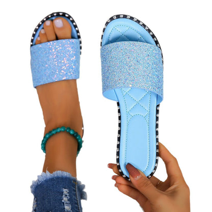 Sandales glissantes en strass glamour pour femmes Chic und Stil