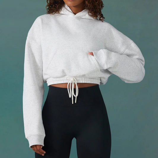 Dames pull court décontracté avec cordon et manches larges Chic und Stil