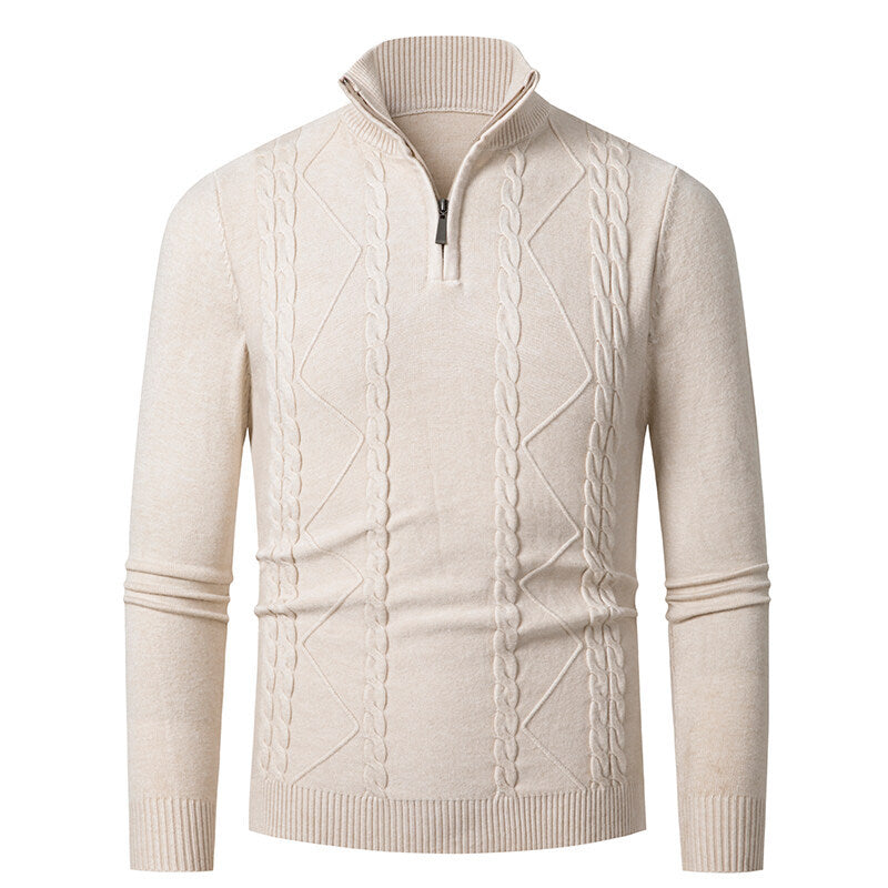 Knitted pullover for men with high collar and cable pattern Chic and Style