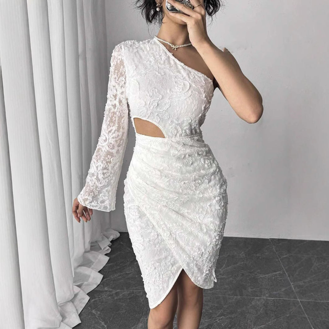 Robe de cocktail asymétrique en dentelle pour femmes Chic und Stil