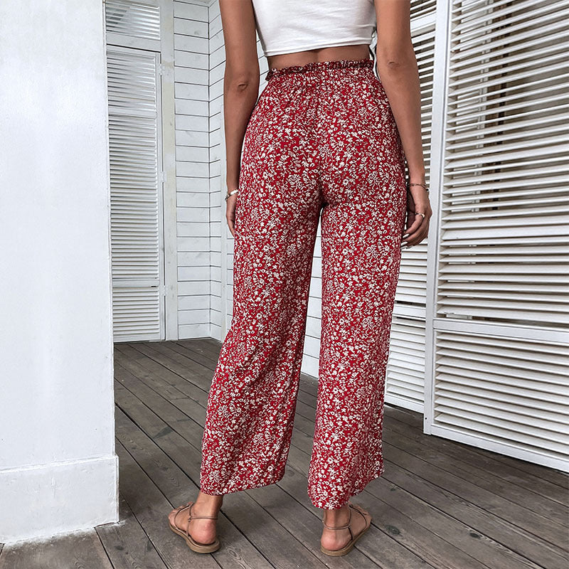 Women Wide Leg Pants Floral Print Chic and Style