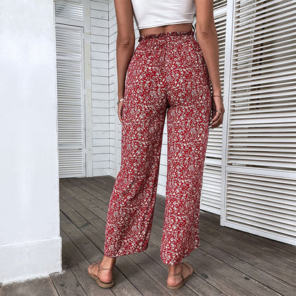 Women Wide Leg Pants Floral Print Chic and Style