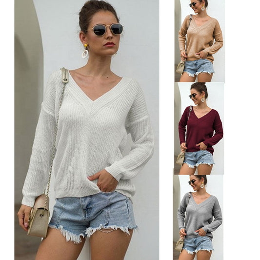 Pull en maille à col V pour femmes avec une structure aérienne Chic und Stil
