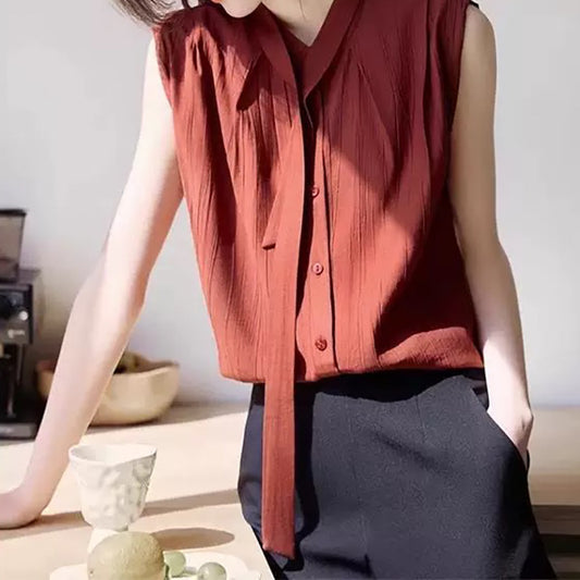 Blouse sans manches à nœud pour femme Chic und Stil