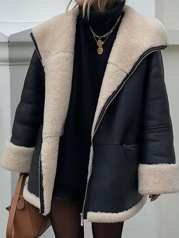 Faux fur jacket for women with full zip and comfortable pockets Chic and Style