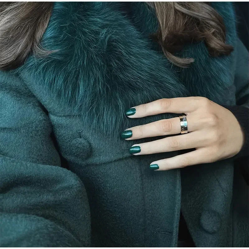 Dames élégante veste en laine avec col en fausse fourrure luxueuse Chic und Stil