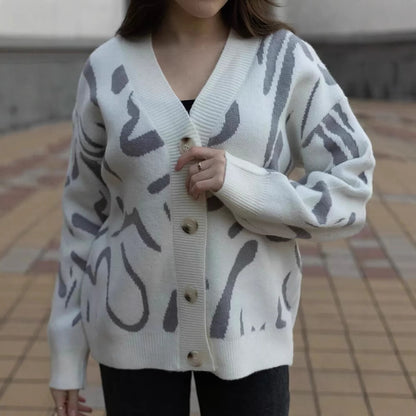 Dames cardigan en tricot doux avec motif graphique moderne Chic und Stil