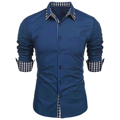 Chemise à manches longues pour hommes premium avec bouton et poignet contrasté Chic und Stil