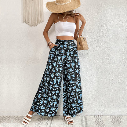 Pantalons à fleurs à jambes larges pour femmes Chic und Stil