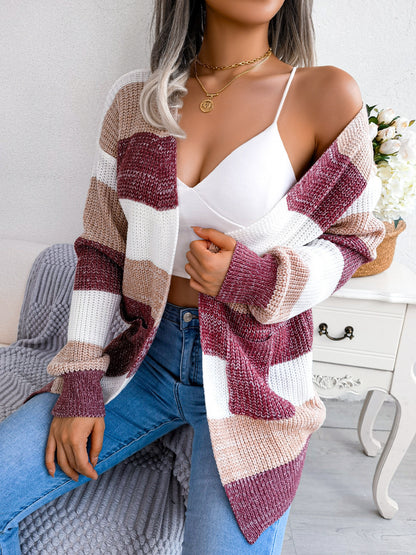 Cardigan printemps pour femmes avec motif rayé et coupe confortable Chic und Stil