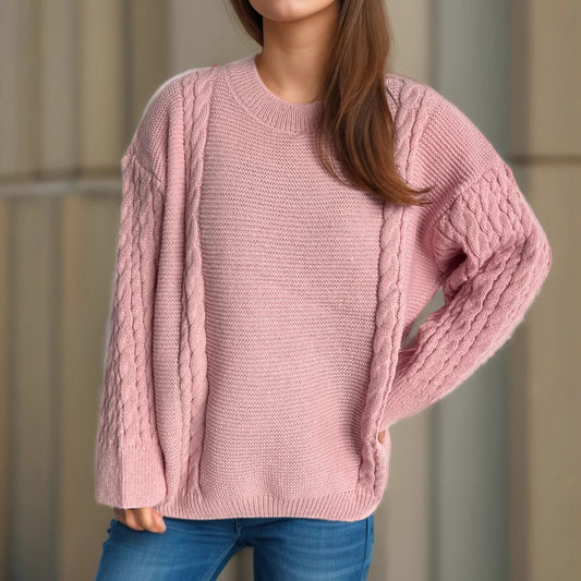 Pull en tricot grossier pour femmes avec motif torsadé élégant et coupe décontractée Chic und Stil