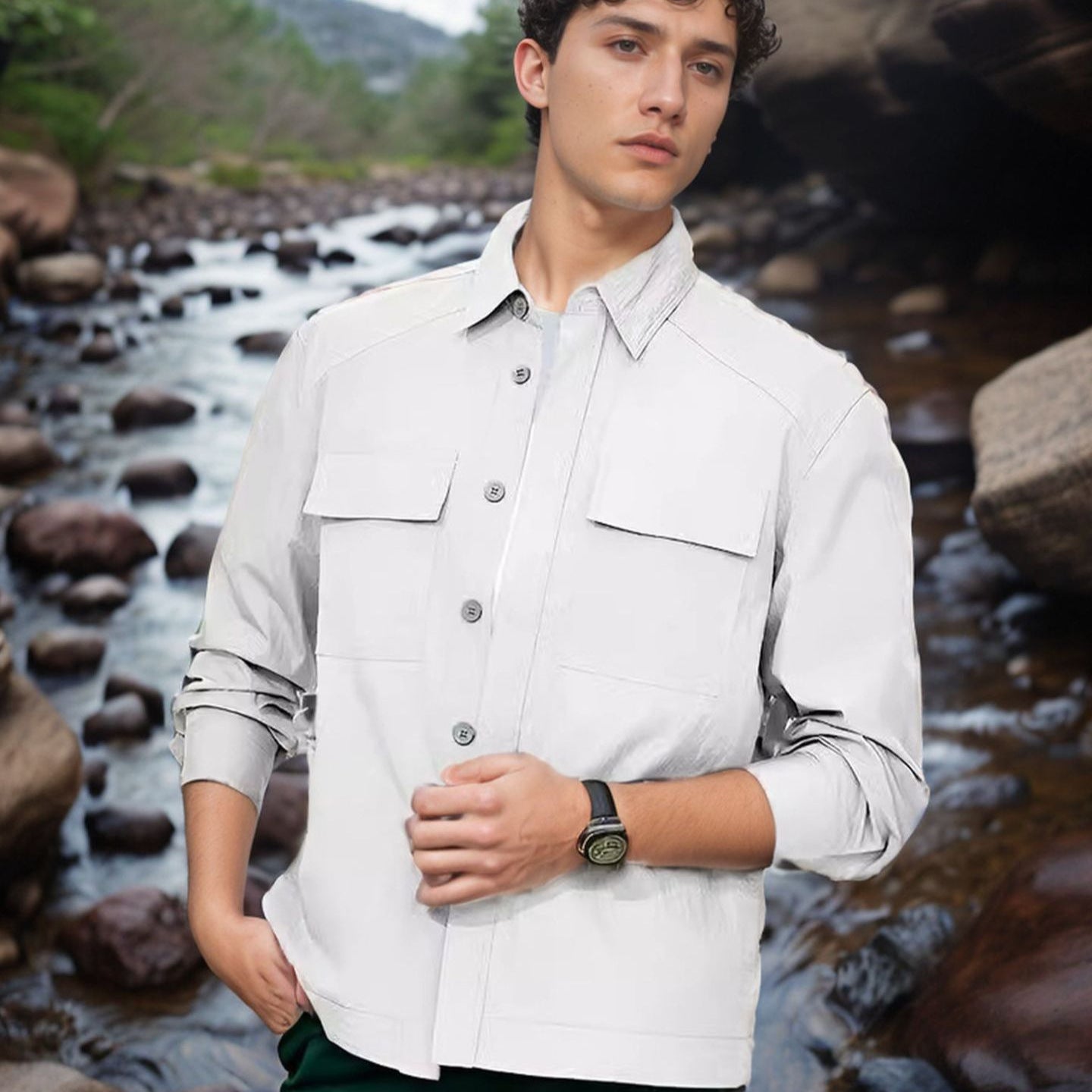 Chemise de camping polyvalente pour hommes avec poches pratiques et propriétés respirantes Chic und Stil