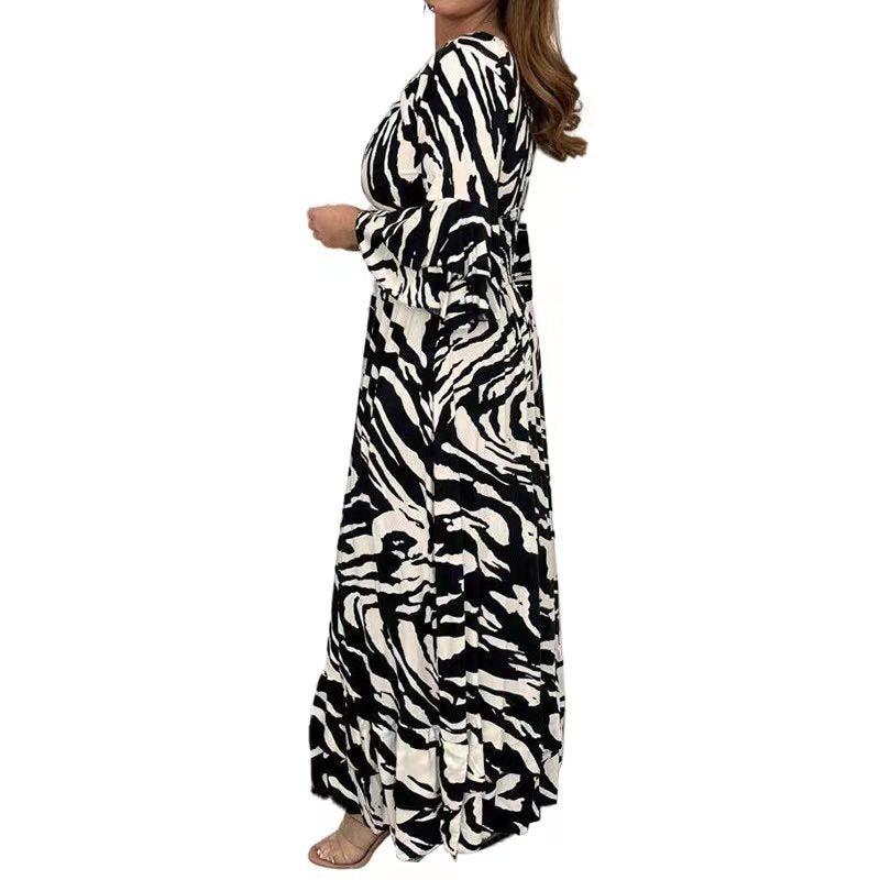 Robe maxi pour femmes avec décolleté en V et basques Chic und Stil
