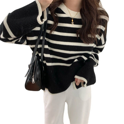 Pull décontracté rayé pour femmes à coupe large Chic und Stil