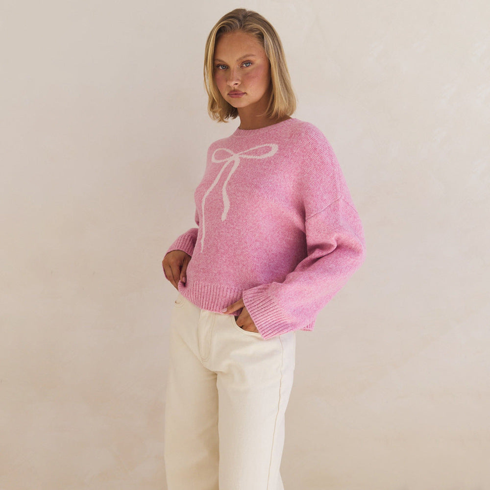 Pull pour femmes en peluche avec motif de nœud décoratif Chic und Stil