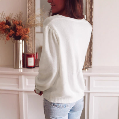 Cardigan en tricot fin pour femme avec élégante dentelle Chic und Stil