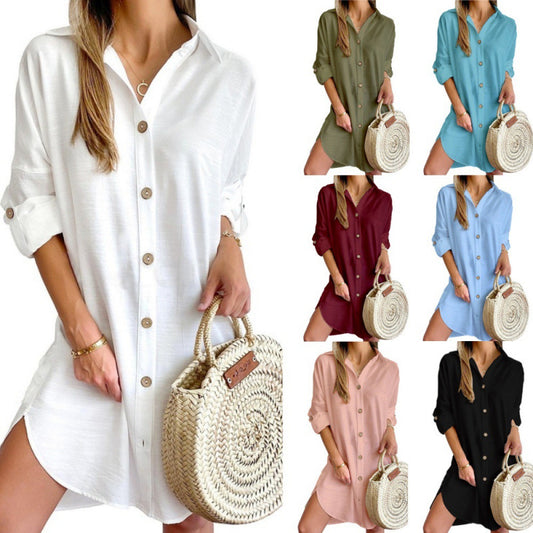 Robe chemise décontractée pour femmes en tissu léger avec fermeture à boutons Chic und Stil