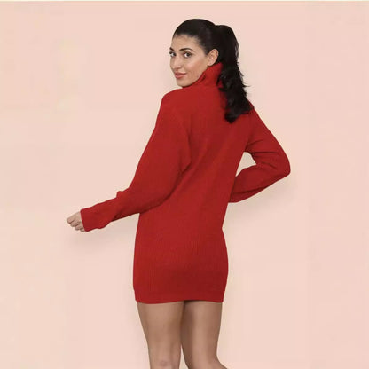 Robe en tricot pour femmes avec col haut et matériau texturé Chic und Stil