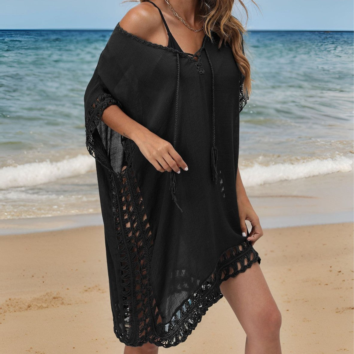 Dames Robe Boho Crochet Légère Chic und Stil