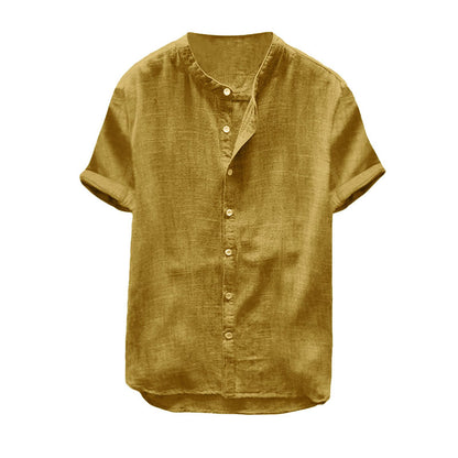 Blouse en lin décontractée pour femmes à manches courtes et col côtelé Chic und Stil