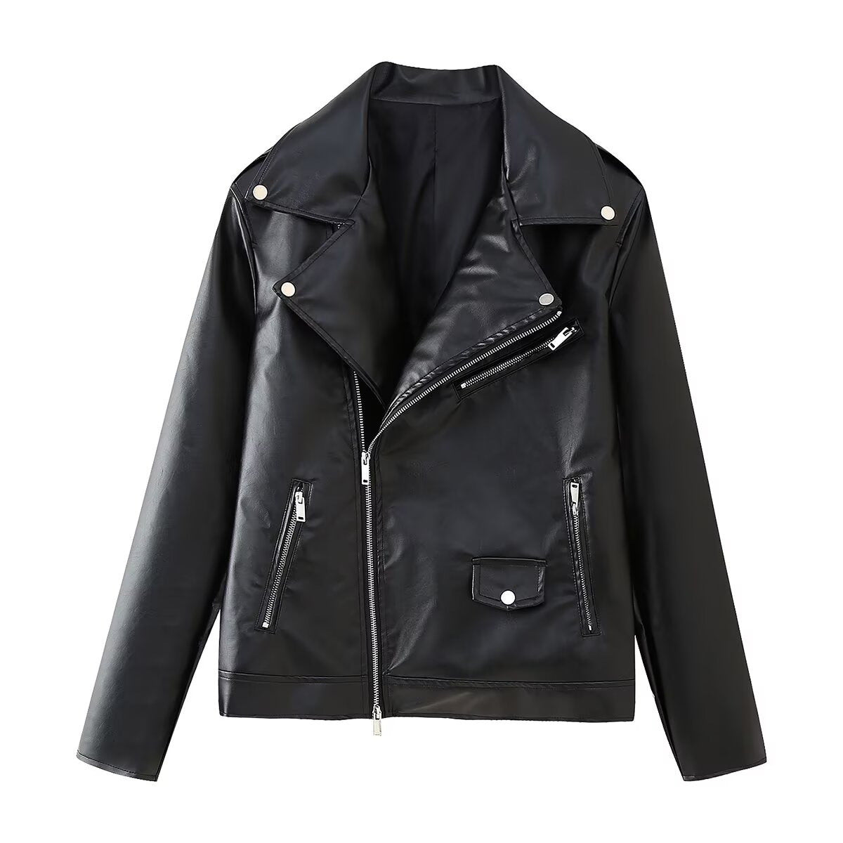Ladies Chic and Style Faux Leather Biker Jacket