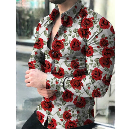 Chemise à manches longues pour hommes avec design floral de papillon Chic und Stil