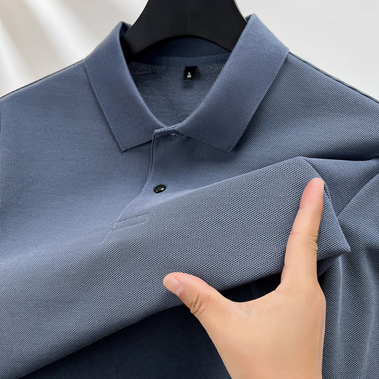 Long sleeve polo shirt for men in breathable functional material Chic und Stil