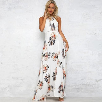 Robe maxi A-line florale pour dames Chic und Stil
