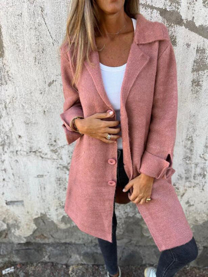 Dames Élégante Veste en Laine avec Boutonnage Complet et Poches Spacieuses Chic und Stil