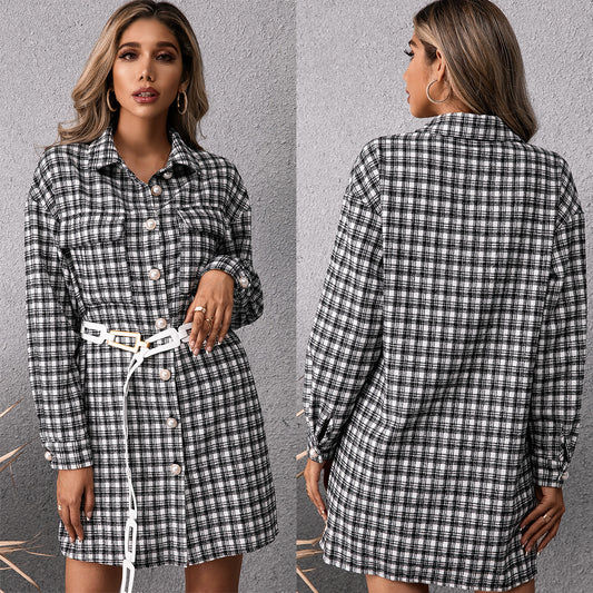 Robe chemise à carreaux pour femme Chic und Stil
