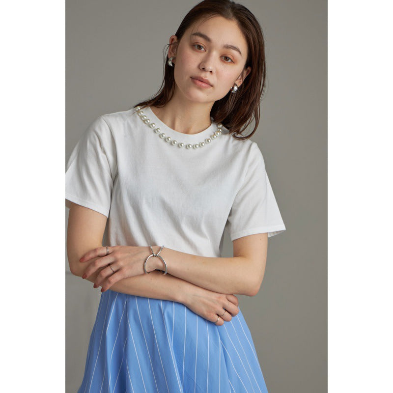 Dames Élégante blouse de loisir accentuée de perles Chic und Stil