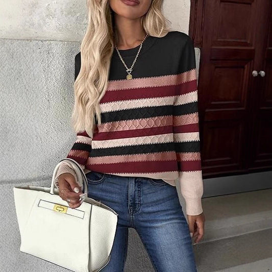 Pull structure à la mode pour femmes avec des blocs de couleur contrastés Chic und Stil