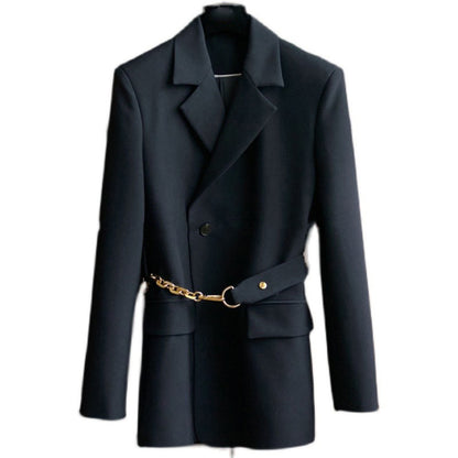 Blazer ajusté pour femmes à double bouton avec chaîne décorative Chic und Stil