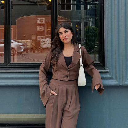 Women elegant blazer-pantsuit Chic and Style