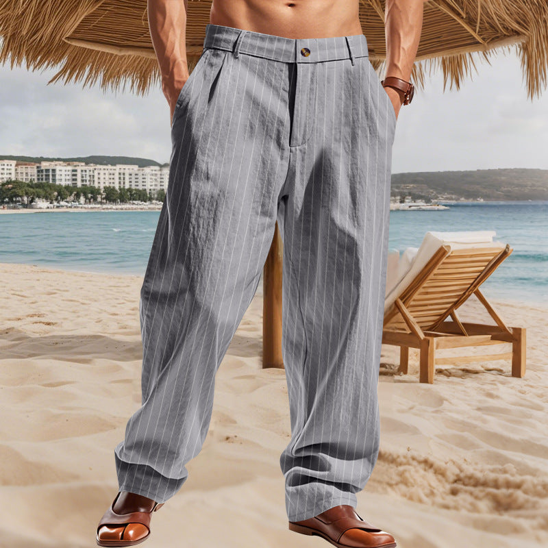 Casual beach pants for men with a comfortable fit and a stylish striped pattern Chic und Stil