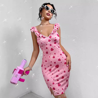 Robes mini ajustées pour femmes avec détails froncés et motif en cœur Chic und Stil