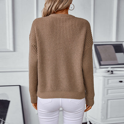 Pull en tricot à la mode pour femmes avec des motifs structurés et un col rond Chic und Stil