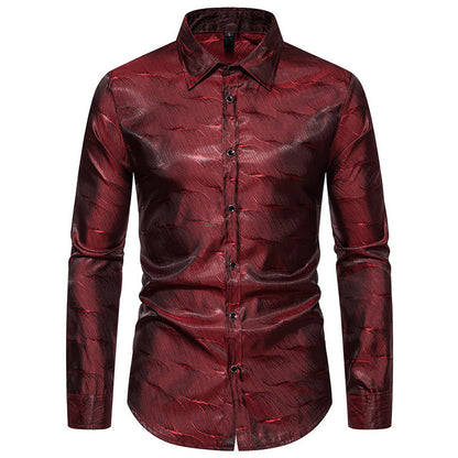 Chemise élégante à manches longues pour hommes avec motif ondulé brillant Chic und Stil