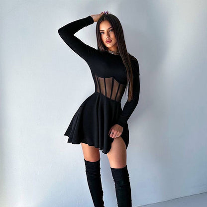 Dames Robe mini de haute qualité et élégante avec des inserts transparents Chic und Stil