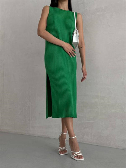Robe en tricot élégante et cintrée pour femmes avec col haut et structure en côtes Chic und Stil