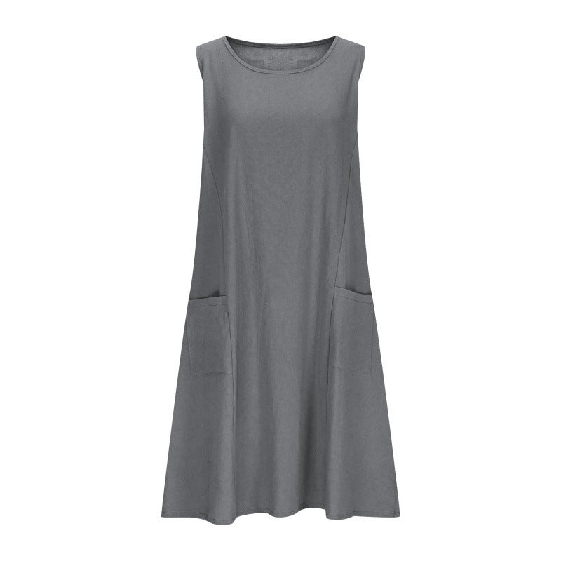Robe décontractée sans manches pour femmes avec poches doubles Chic und Stil