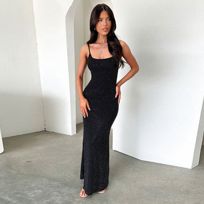Robe maxi élégante longueur sol pour femmes avec bretelles réglables Chic und Stil