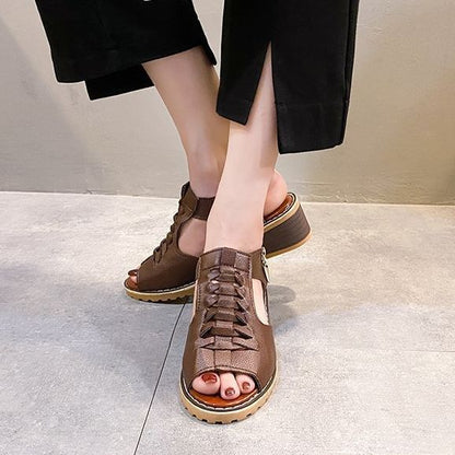 Sandales à lacets tendance pour femmes avec bout ouvert et talon bloc confortable Chic und Stil