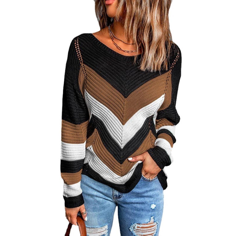 Pull pour femmes et tricot décontracté avec motif en zigzag et coupe aérienne Chic und Stil
