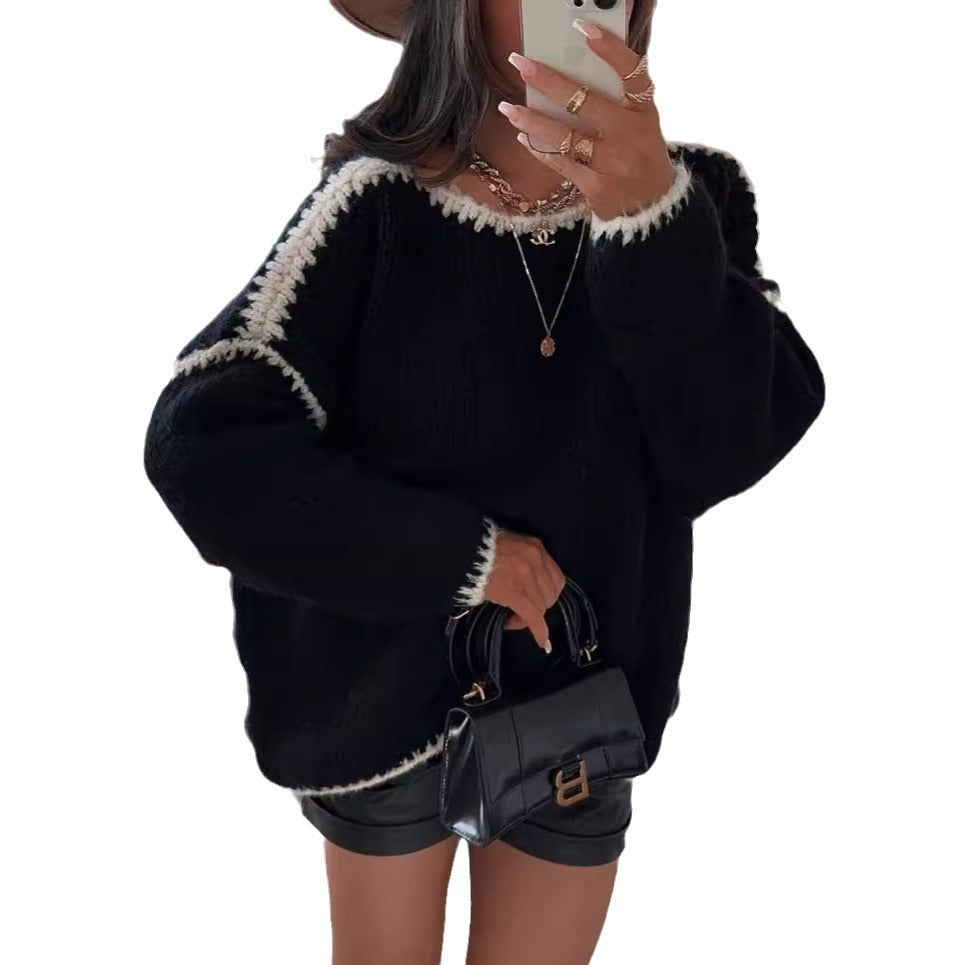 Pulls en grosse maille pour femmes avec finitions contrastées et coupe décontractée Chic und Stil