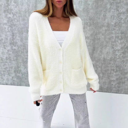 Dames Cardigan en molleton à boutons avec coupe décontractée Chic und Stil