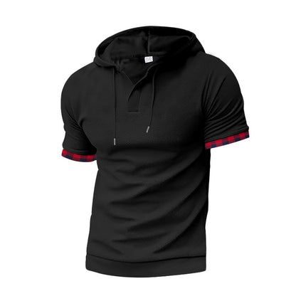 Chemise à manches courtes sportive pour hommes avec capuche et détails à carreaux Chic und Stil