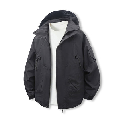 Functional outdoor jacket for men with adjustable hood area and multiple pockets Chic and Style